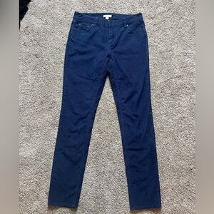 Women’s Garnet Hill 5-Pocket Slim Corduroy Pants, Blue. Size 4, Organic Cotton